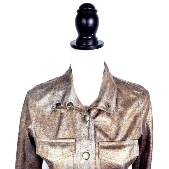 NEW NWT Ruby Rd. Tribal Reviva Multi Metallic Gold Glitter Jacket Size 6P - Picture 4 of 9